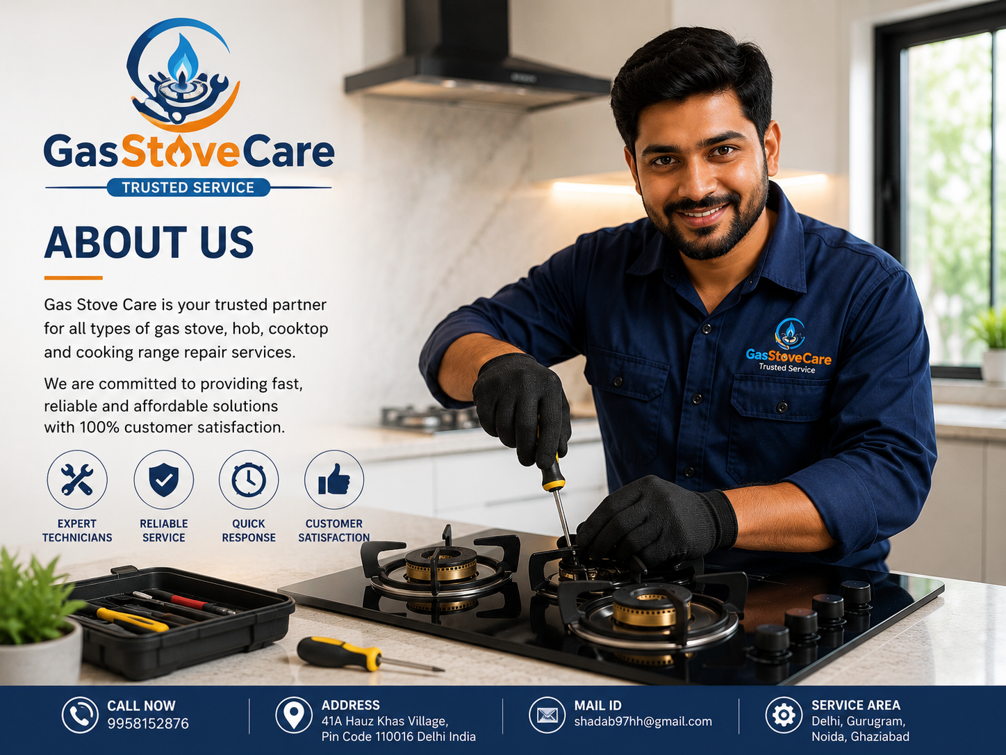 Gas Stove Repair Technician at work